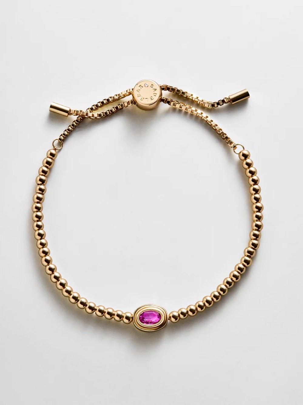 Baublebar Valerie Bezel Pink Pisa Beaded Birthstone Bracelet